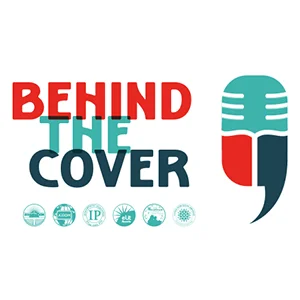 Logo for literary podcast Behind the Cover hosted by Amy Shamroe